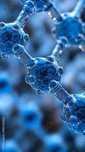 Obraz na płótnie Close-up macro of a nanotechnology molecular fiber reveals intricate structure and interconnections, symbolizing innovation in advanced science, material engineering, biotechnology, and medicine.
w salonie
