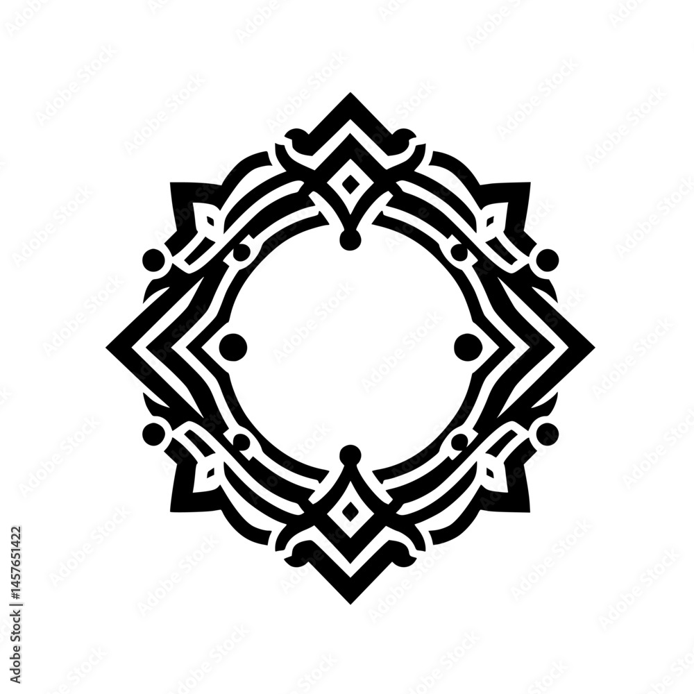 Ornate Black and White Geometric Mandala Design Ornate Black and White Geometric Mandala Design