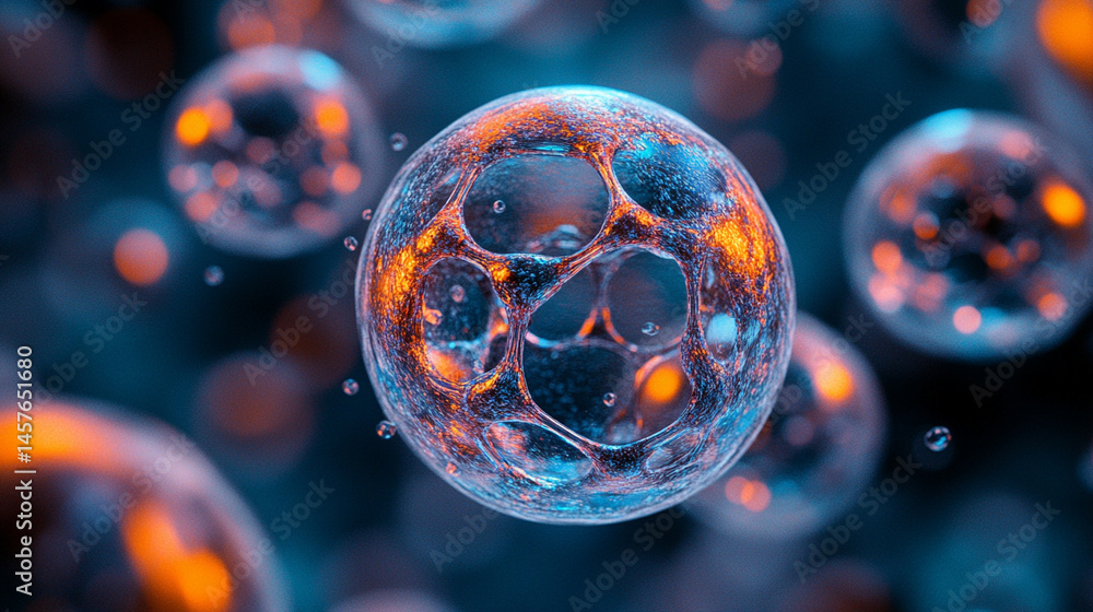 Close-up macro of a nanotechnology molecular fiber reveals intricate structure and interconnections, symbolizing innovation in advanced science, material engineering, biotechnology, and medicine.