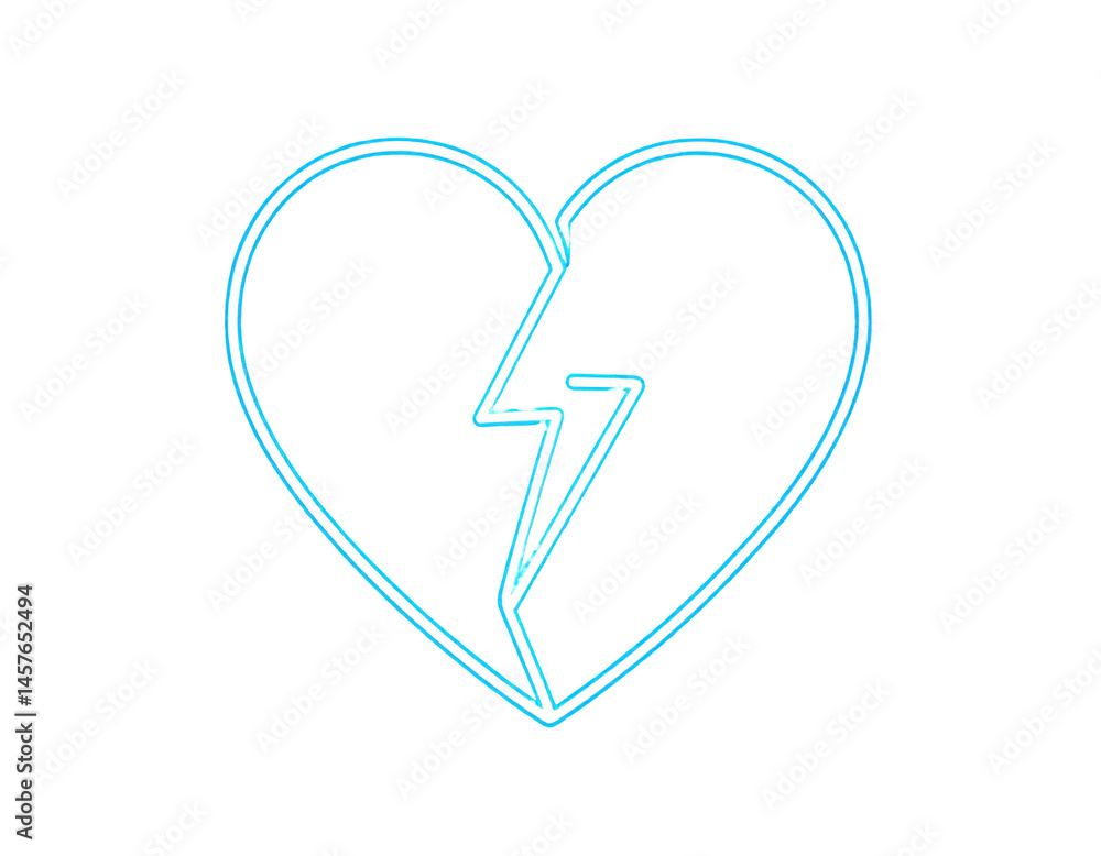Heart Symbol with Lightning Bolt in Bright Neon Style Design Heart Symbol with Lightning Bolt in Bright Neon Style Design
