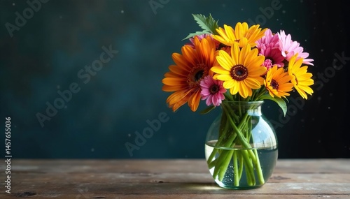 Wallpaper Mural Vibrant wildflowers in a glass vase, water droplets visible , wildflowers, floral, nature Torontodigital.ca