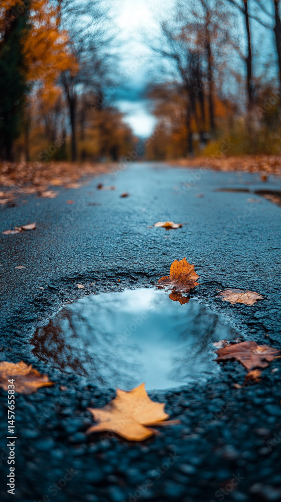 A small puddle on the ground reflects a vivid blue sky above, symbolizing optimism, clarity, and the promise of a brighter future despite humble or overlooked beginnings.