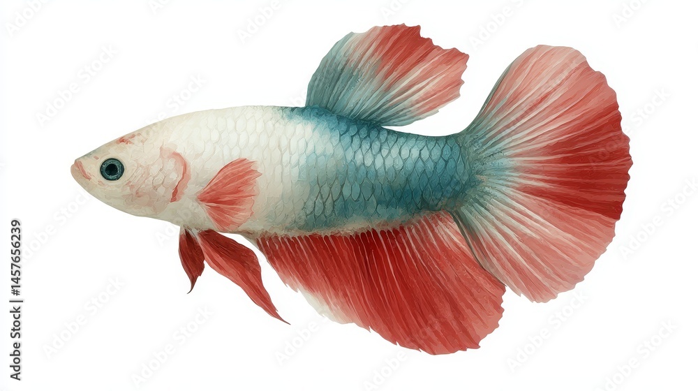 Fototapeta premium Striking fish with red and blue fins, a captivating underwater portrait for marine life enthusiasts
