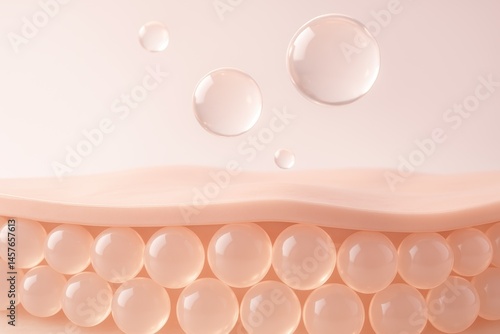 Skin Hydration and Beauty: A detailed illustration of skin layers and water droplets, representing hydration and beauty in a clean and modern aesthetic.