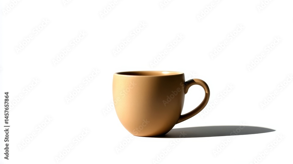 Minimalist coffee cup on white, a serene still life for cafe, break or beverage themes Minimalist coffee cup on white, a serene still life for cafe, break or beverage themes