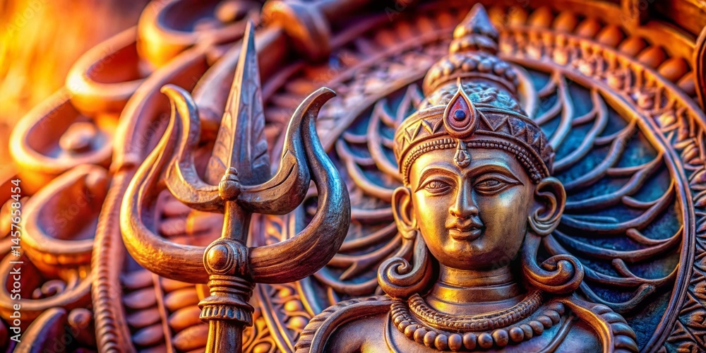 Fototapeta premium Close-Up of Shiva's Trishul and Damaru: Sacred Hindu Symbols
