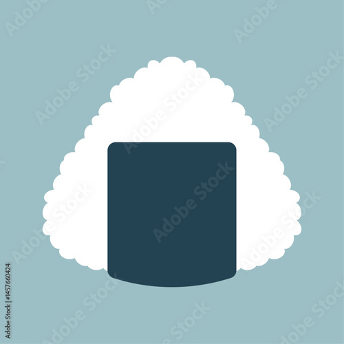 おにぎりのイラスト（白ご飯に海苔を巻いたシンプルで定番なおにぎりのイラストです。おにぎり自体は白色で描画しております。白背景や背景色のない状態ですと、白色の部分が見えなくなりますのでご注意ください）