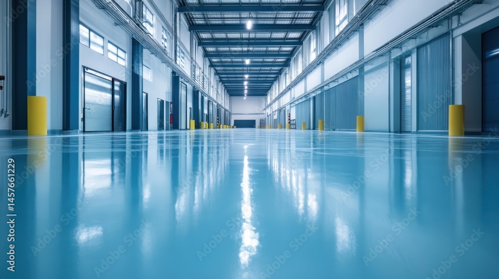Expansive interior perspective with seamless flooring and rhythmic architecture Expansive interior perspective with seamless flooring and rhythmic architecture