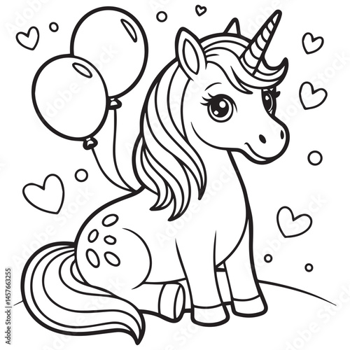 Free vector cute coloring book with unicorn -unicorn love coloring pages 
