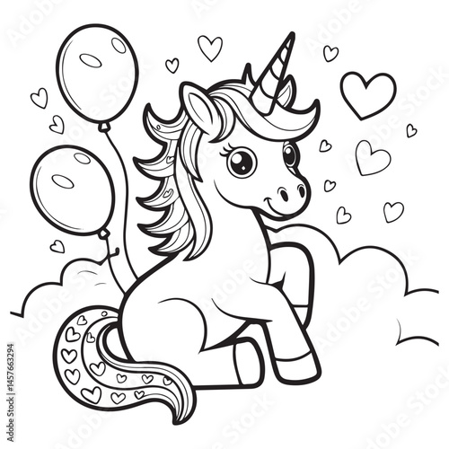 Free vector cute coloring book with unicorn -unicorn love coloring pages 