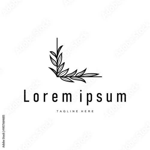 botanical logo design concept simple line template illustration symbol of natural power elegant suitable as a symbol or decoration