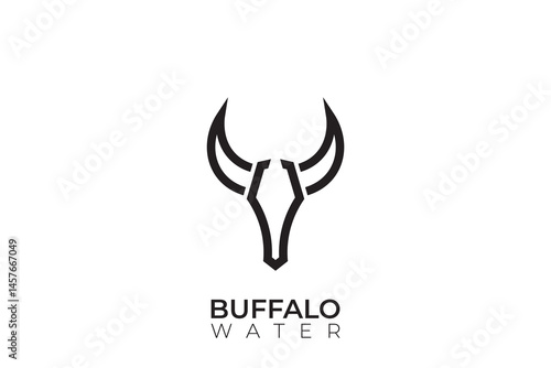 Buffalo bull head silhouette vector design, abstract head buffalo logo with horn