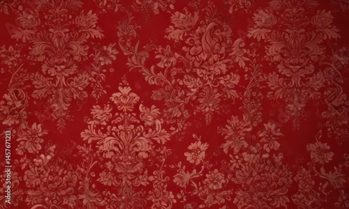 Crimson damask with swirling floral patterns  Deep red, luxurious wallpaper design , luxury, home