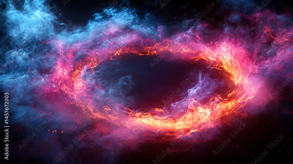 A glowing electric plasma portal pulses with vibrant energy in a dark void, symbolizing futuristic technology, dimensional gateways, and the unknown power of science and imagination.