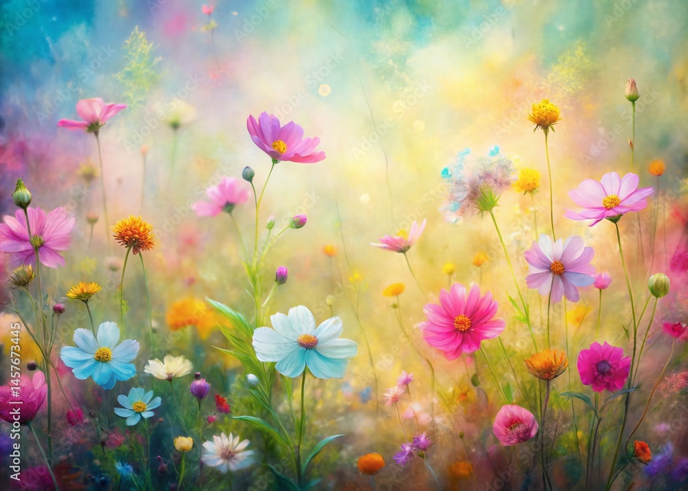 Delicate Pastel Flower Garden Background Texture - Impressionistic Art Delicate Pastel Flower Garden Background Texture - Impressionistic Art