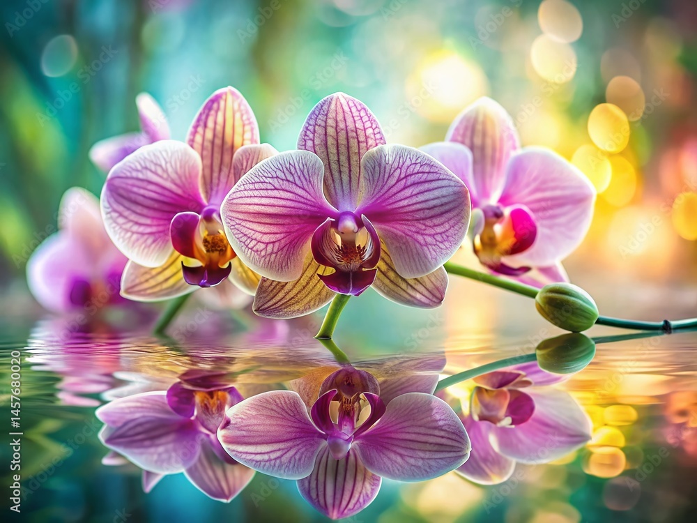 Double Exposure Orchid Reflection: Elegant Floral Art Photography Double Exposure Orchid Reflection: Elegant Floral Art Photography