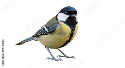 A detailed shot of a Great Tit bird showcasing its distinctive colorful plumage
