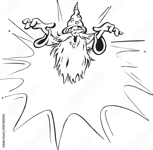 illustration sketch caricature silhouette of a fortune teller witch predicting the future