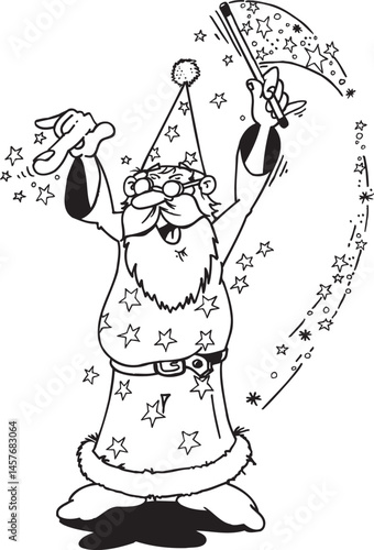 illustration sketch caricature silhouette of a fortune teller witch predicting the future