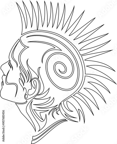 illustration sketch icon logo symbol mascot sketch punk kid with spiky hair