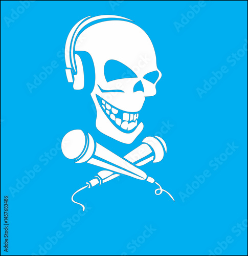 illustration sketch icon logo symbol mascot sketch skull radio announcer death