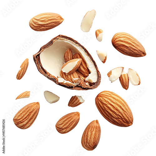 Almond nuts isolated on a wooden background. Almonds are a healthful food. Locally in Bangladesh, it is called Kath Badam.