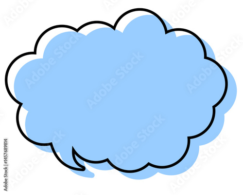 シンプルな線がずれた吹き出し　丸みのある雲形