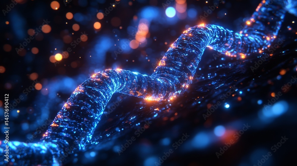 ultra-close-up of a DNA double helix structure glowing in a futuristic lab environment, neon blue lighting, scientific accuracy, high-detail molecular design, slight depth blur, cinematic composition ultra-close-up of a DNA double helix structure glowing in a futuristic lab environment, neon blue lighting, scientific accuracy, high-detail molecular design, slight depth blur, cinematic composition