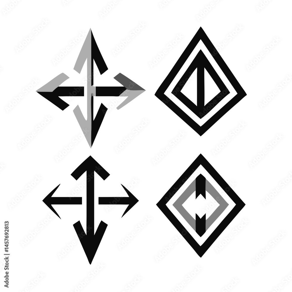 Abstract Arrow Symbols On Black Background Minimalist Vector Illustration Abstract Arrow Symbols On Black Background Minimalist Vector Illustration