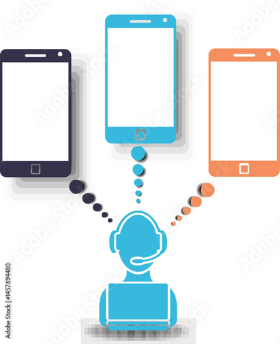 sketch vector illustration design infographics related to customer service operator