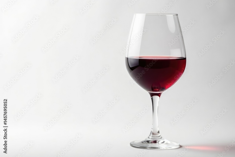 Rich red wine in a glass, pristine white backdrop, alcohol, beverage Rich red wine in a glass, pristine white backdrop, alcohol, beverage