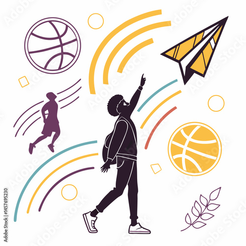 Dreamer With A Paper Airplane Aspiring To Basketball And Higher Education