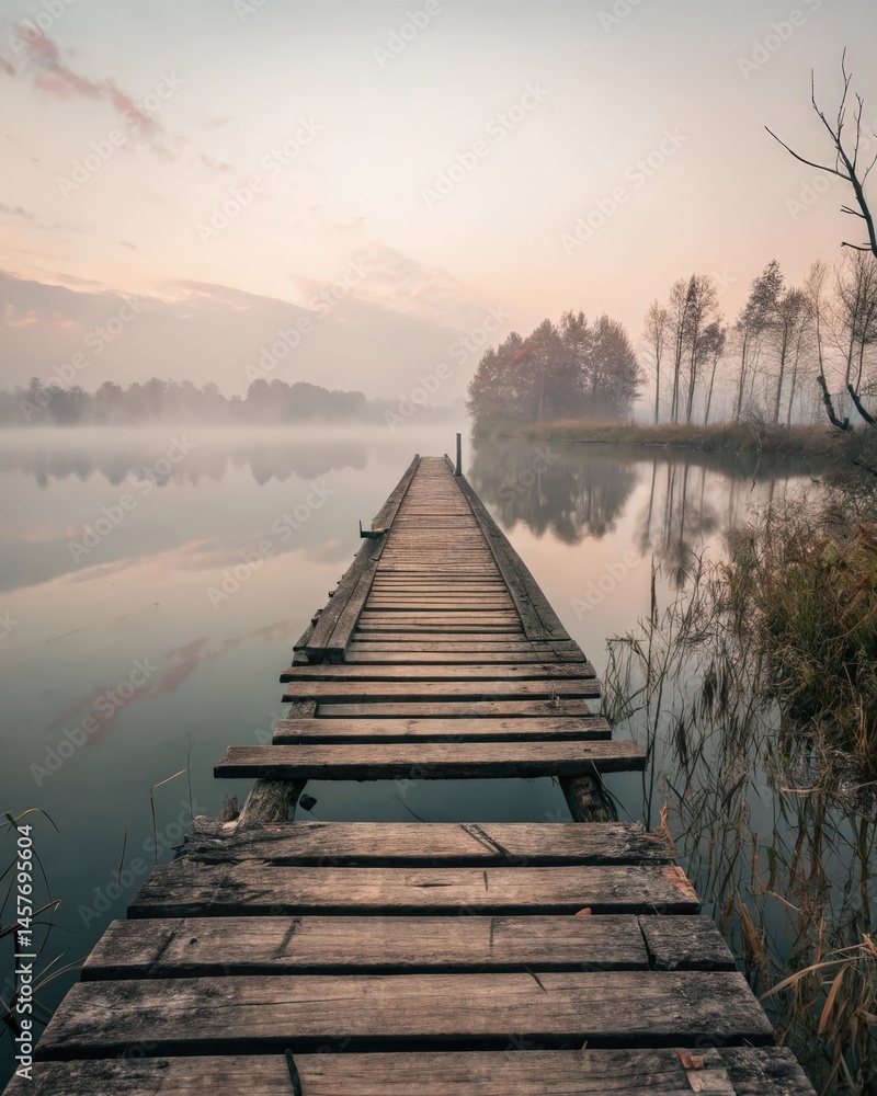 Fototapeta premium A bridge made of wooden planks with some pieces missing symbolizing the fragility of trust