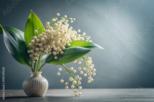 Elegant Smilacina Cluster: Minimalist Botanical Art Print, Feathery Tones, High-Resolution Stock Photo