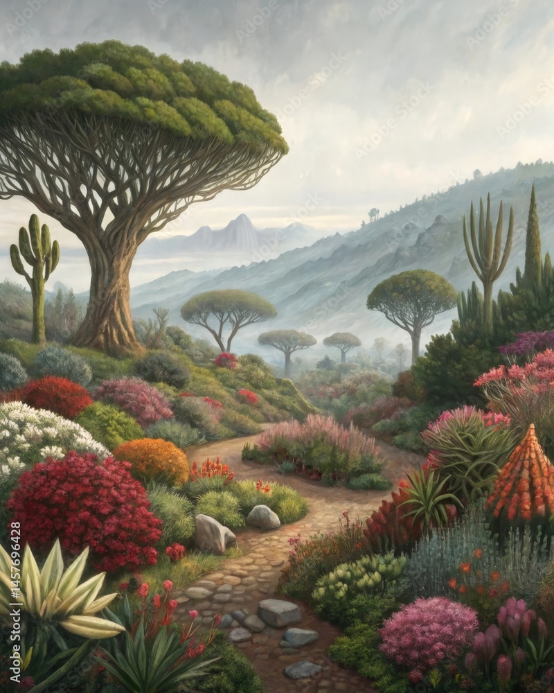 A garden of diverse plants flourishing together symbolizing the importance of nurturing various aspects of liferelationships health and intereststo maintain balance.