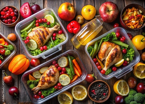 Wallpaper Mural Festive Food Storage: Colorful Chicken, Fruits & Veggies Prep Torontodigital.ca