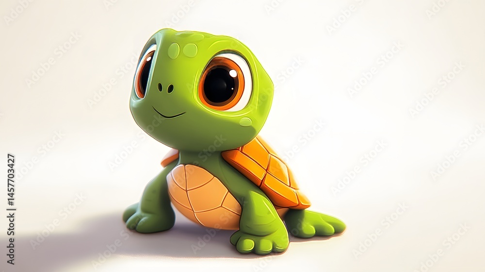 Fototapeta premium Cute, cartoonish turtle digital illustration.