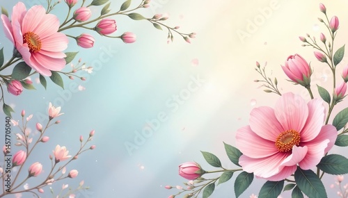 Subtle floral motif, pastel hues, delicate lines, romantic, blossom