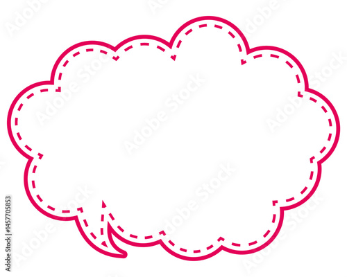 シンプルなカラー線の吹き出し　丸みのある雲形