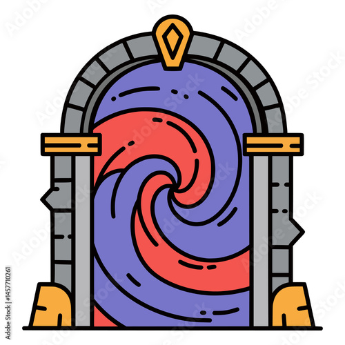 magic portal gate game asset flat color vector illustration template design