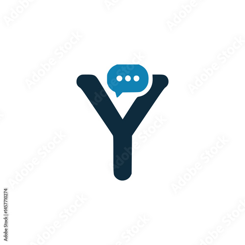 letter Y chat message mobile app logo vector illustration template design