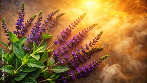 Golden Hour Salvia Blooms: Soft Cotton Flat Lay Photography