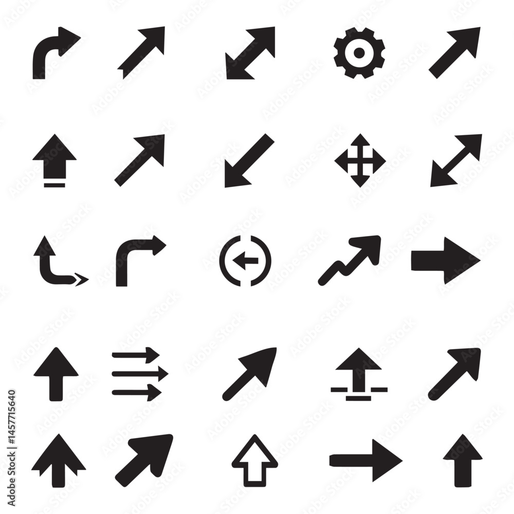 Arrows icons set white background Arrows icons set white background