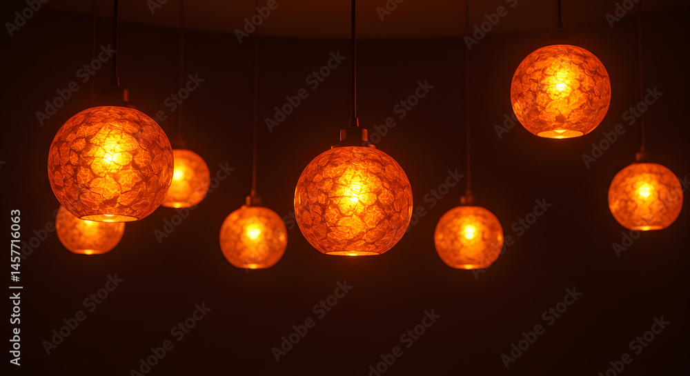 Fototapeta premium Orange Round Pendant Light Fixtures