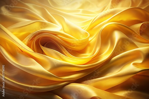 Golden Yellow Silk Texture Abstract Background, Soft Blurred Gradient for Design