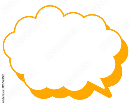 シンプルなカラー線の吹き出し　丸みのある雲形