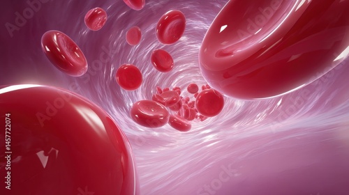 Obraz na płótnie Vibrant view inside a blood vessel with red blood cells flowing. w salonie
