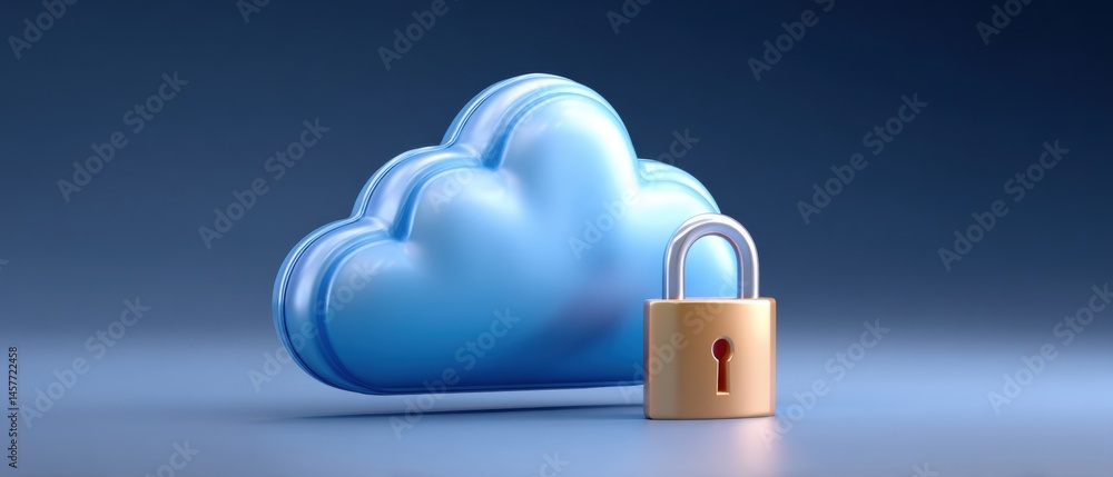 Cloud storage with a padlock symbolizing security.