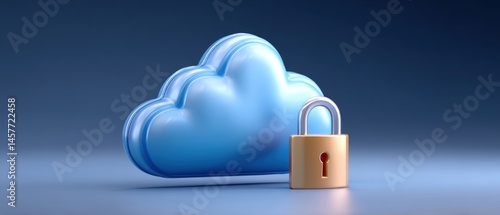 Obraz na płótnie Cloud storage with a padlock symbolizing security. w salonie