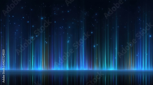Abstract glowing vertical lines with a starry background.